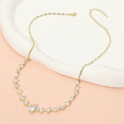Stainless Steel Faceted Mixed Shape Gem Link Necklace