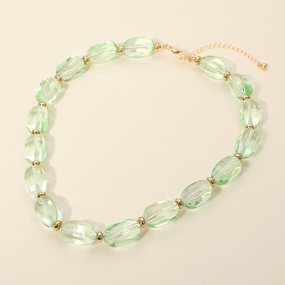 Translucent Resin Pebble Beaded Statement Necklace