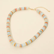 Flat Resin Disc Beaded Necklace