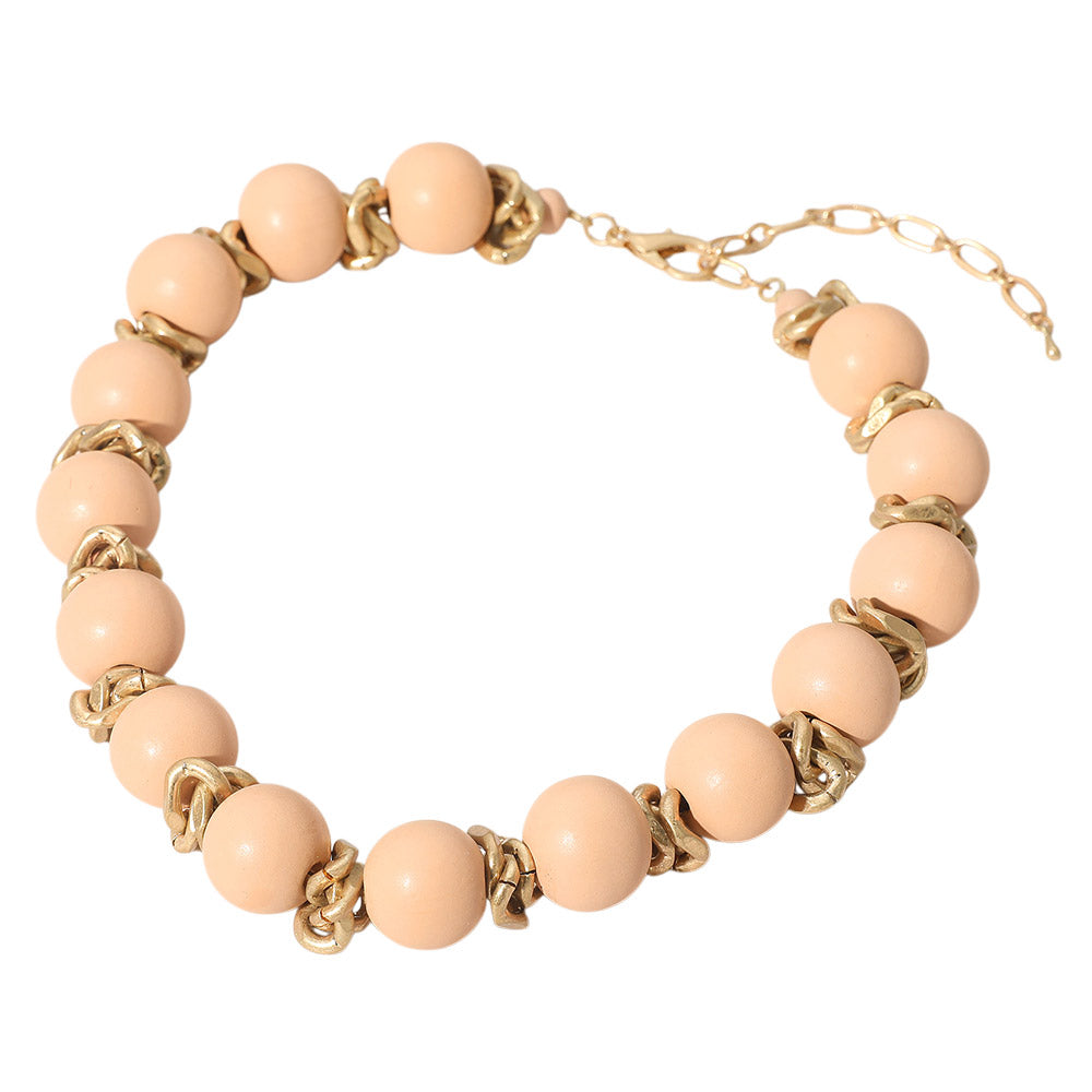 Bold Wooden Beaded Statement Necklace
