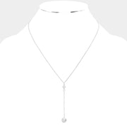 Frosted Metal Ball Pointed Y Necklace