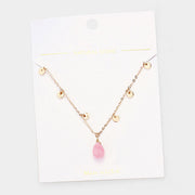 Teardrop Pendant Metal Disc Necklace