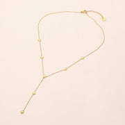 Stainless Steel Stone Pave Heart Charm Station Y Lariat Necklace