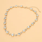 Alternating Round Stone Link Statement Necklace