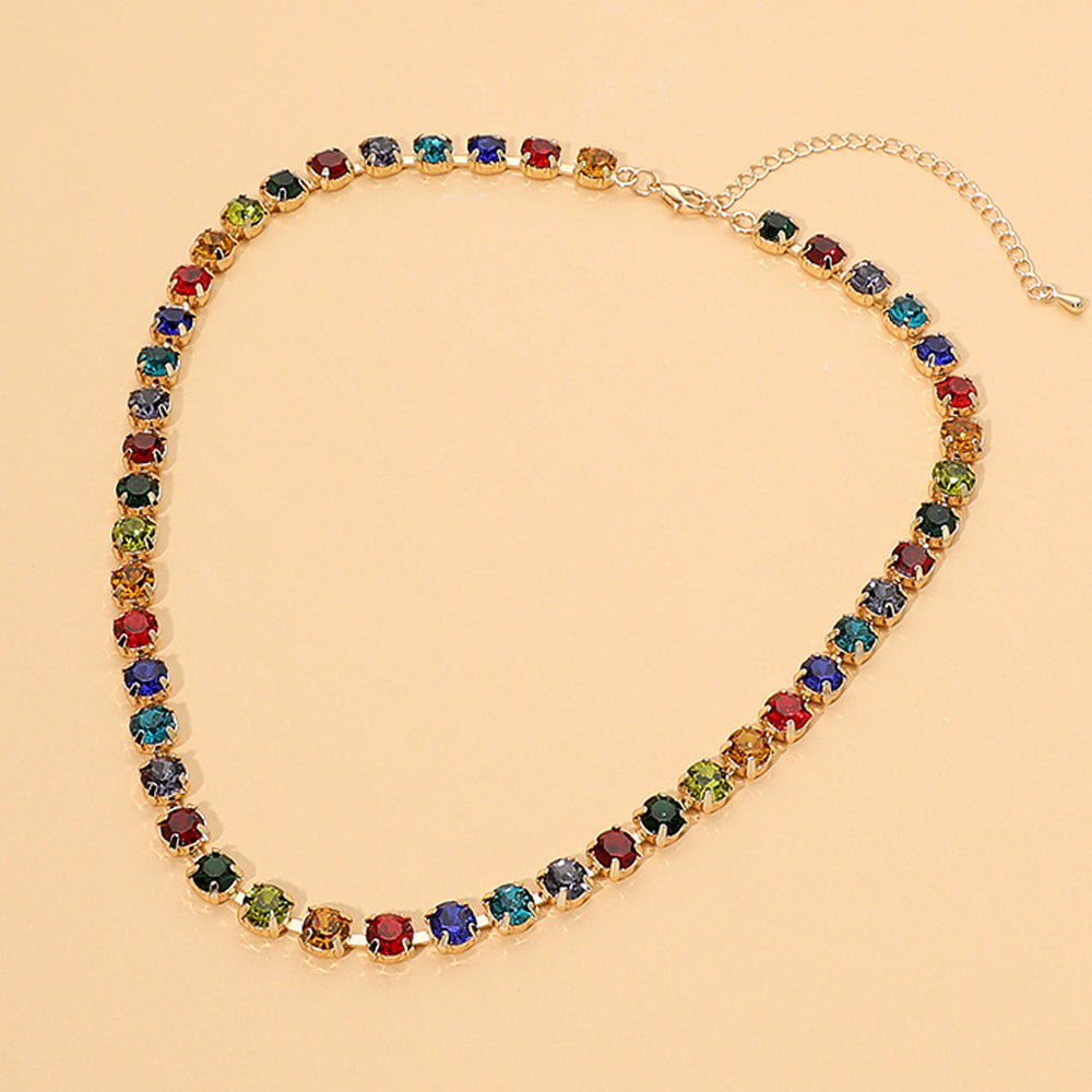 Round Stone Link Statement Necklace
