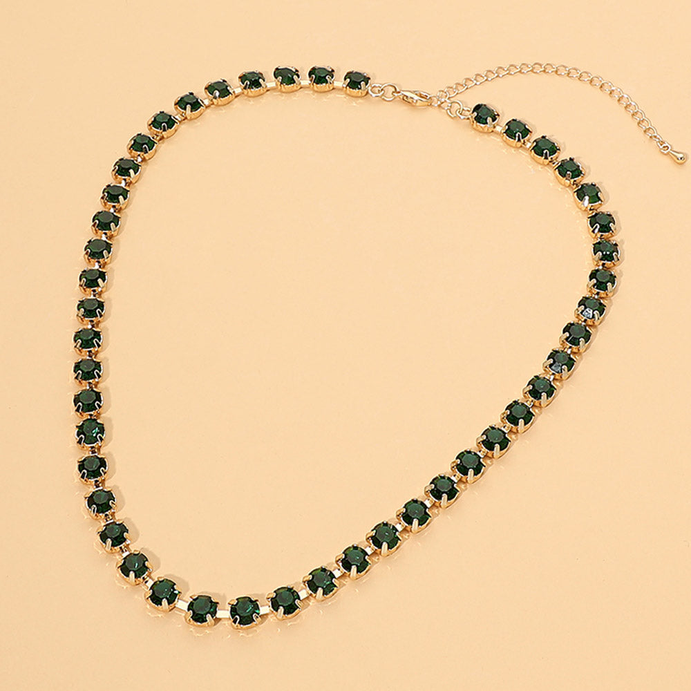Round Stone Link Statement Necklace