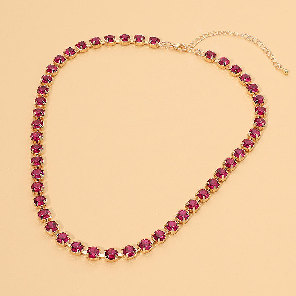 Round Stone Link Statement Necklace