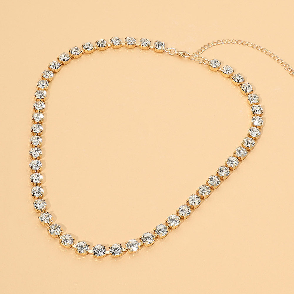Round Stone Link Statement Necklace