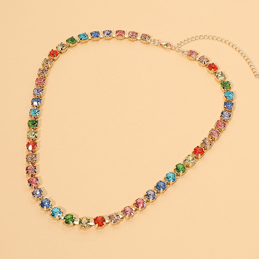 Round Stone Link Statement Necklace