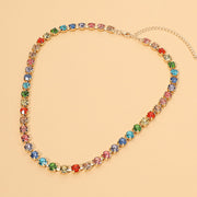 Round Stone Link Statement Necklace
