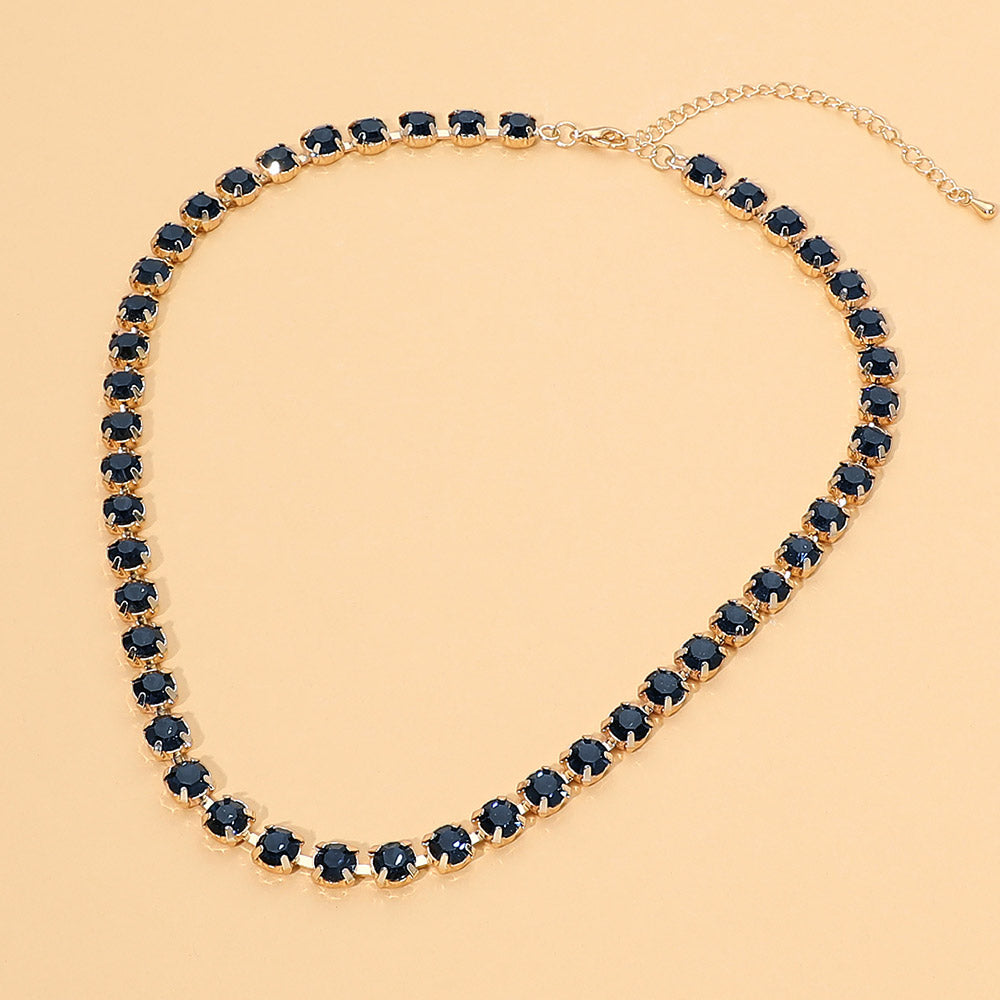 Round Stone Link Statement Necklace