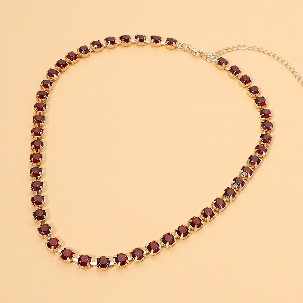 Round Stone Link Statement Necklace