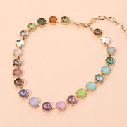 Faceted Round Multicolor Cushion Stone Link Necklace