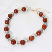 Abstract Marbled Resin Ball Beaded Necklace