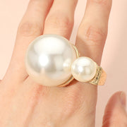Oversized Double Pearl Accent Stretch Ring