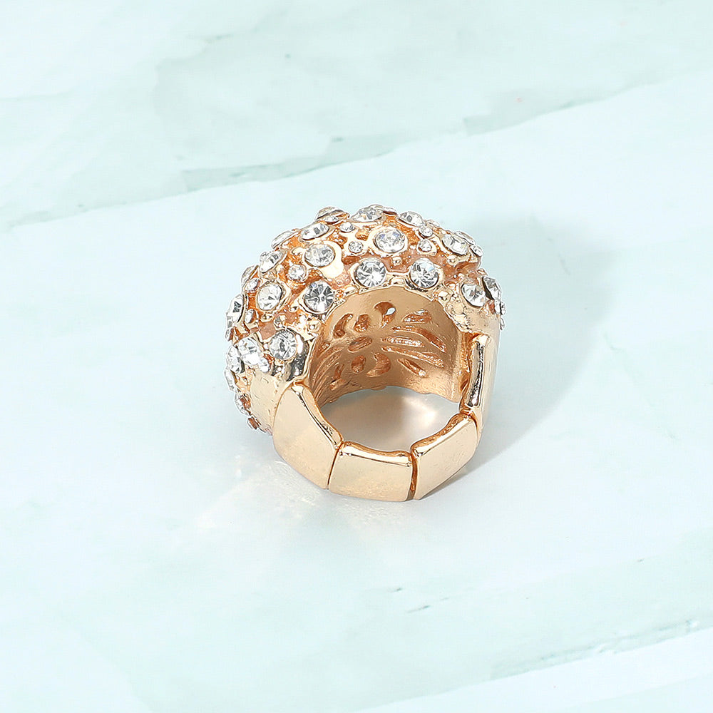 Rhinestone Paved Dome Stretch Statement Ring