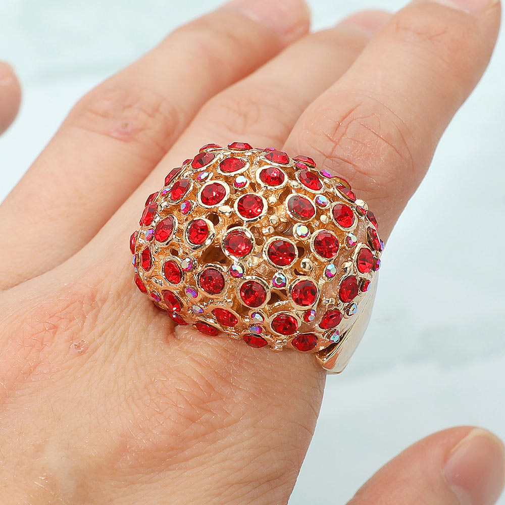 Rhinestone Paved Dome Stretch Statement Ring