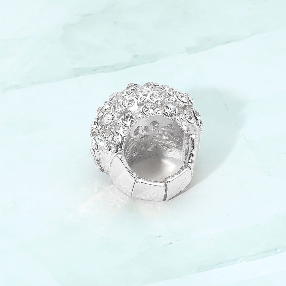 Rhinestone Paved Dome Stretch Statement Ring