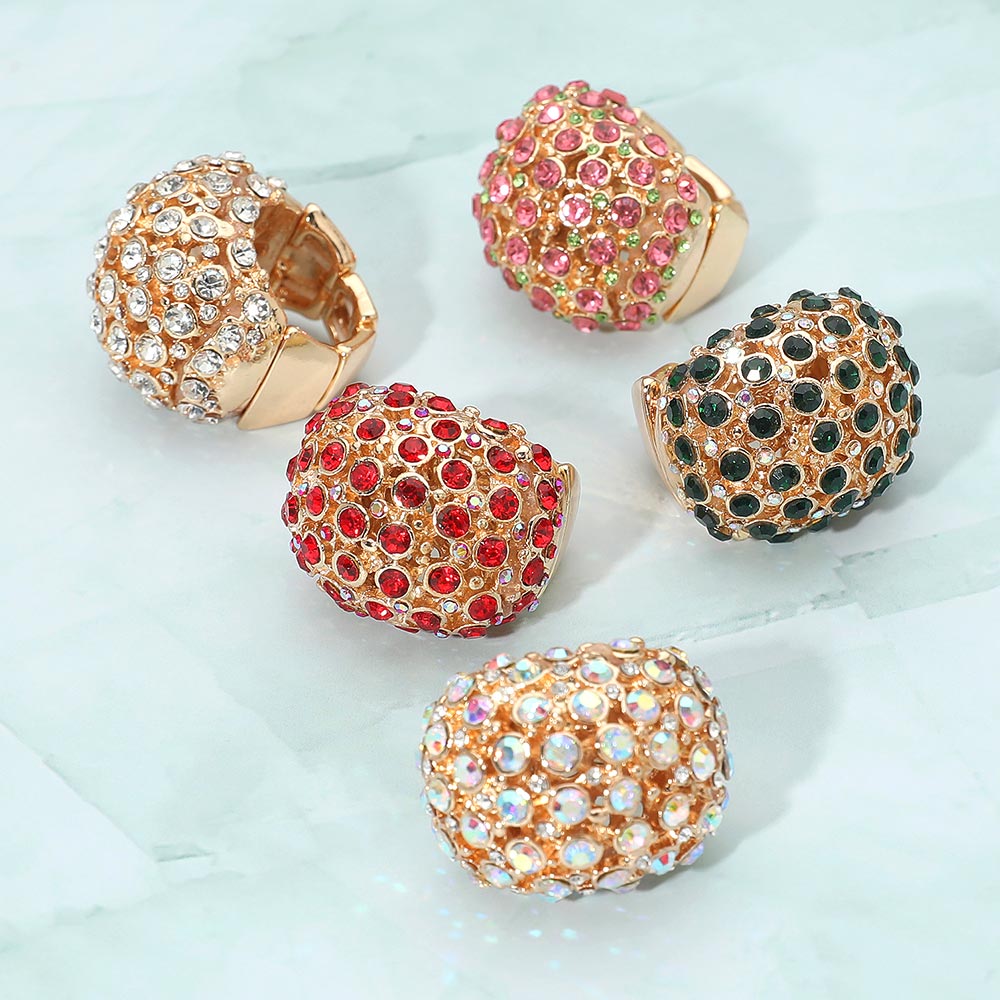 Rhinestone Paved Dome Stretch Statement Ring