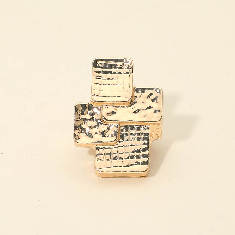 Geometric Textured Metal Accent Stretch RIng
