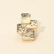 Geometric Textured Metal Accent Stretch RIng