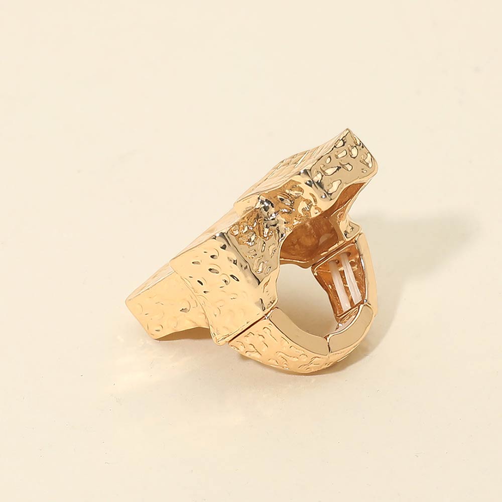 Geometric Textured Metal Accent Stretch RIng