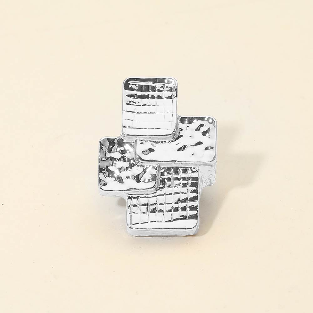Geometric Textured Metal Accent Stretch RIng