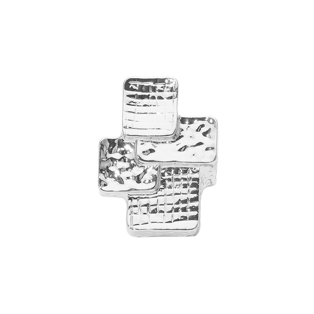 Geometric Textured Metal Accent Stretch RIng
