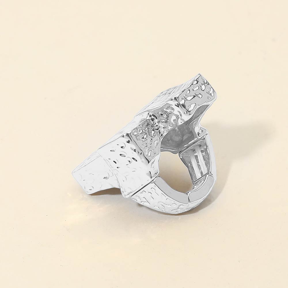 Geometric Textured Metal Accent Stretch RIng