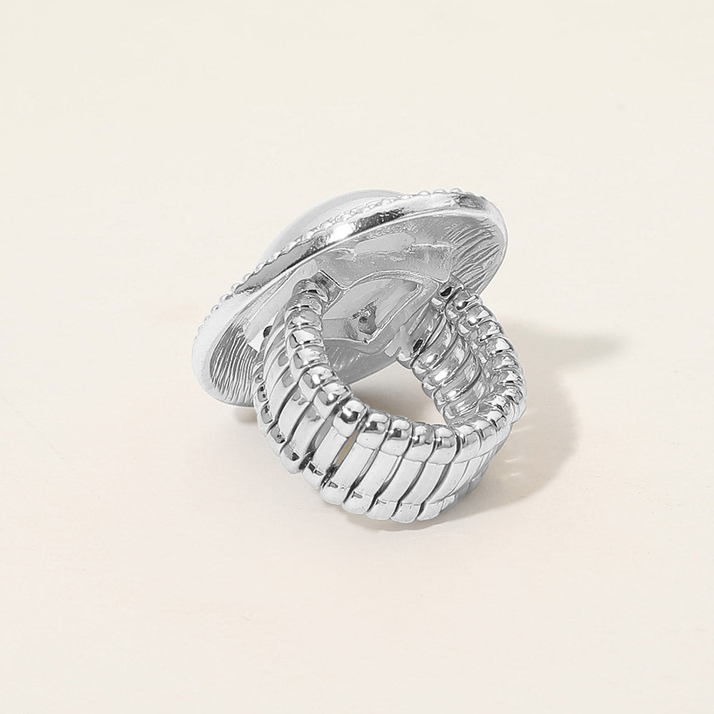 Oval Pearl Halo Stretch Ring