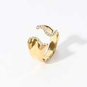 Sterling Silver Dipped Hypoallergenic Stone Paved Wavy Tip Ring
