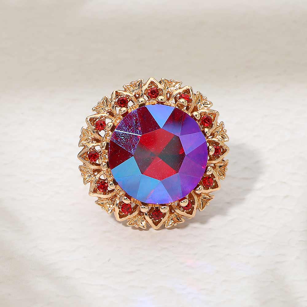 Round Center Stone Accent Stretch Ring