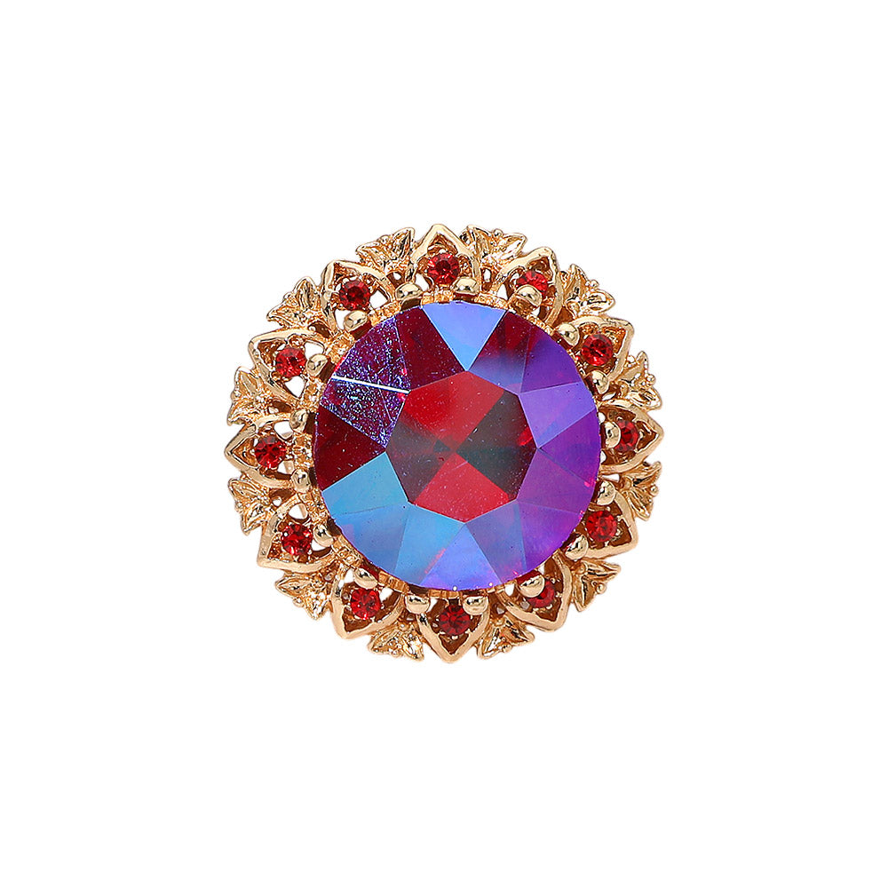 Round Center Stone Accent Stretch Ring