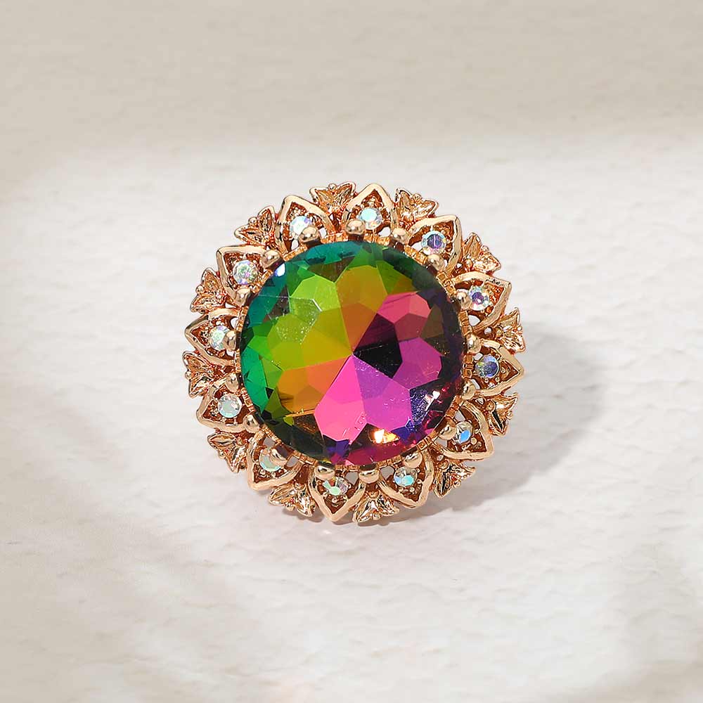 Round Center Stone Accent Stretch Ring