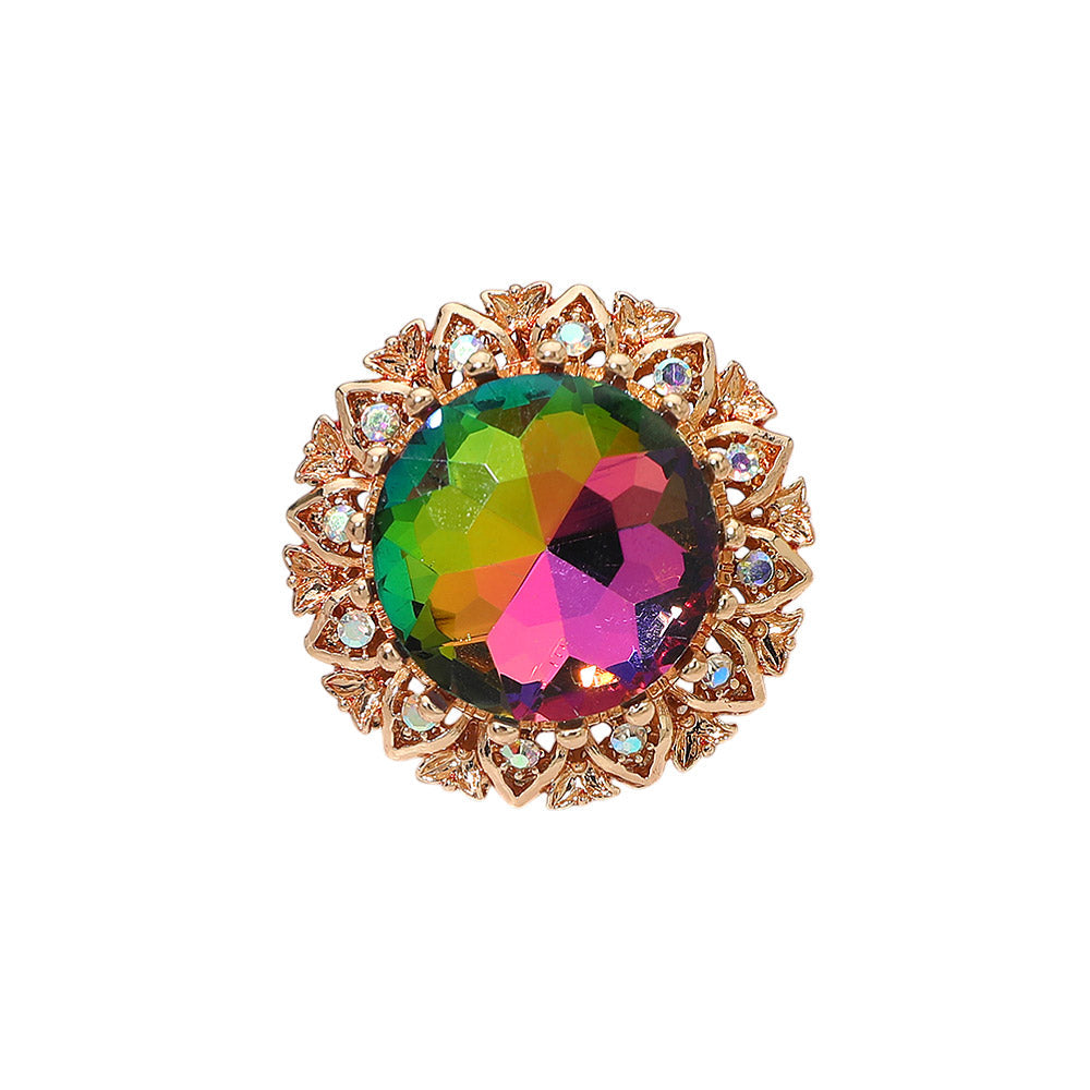 Round Center Stone Accent Stretch Ring