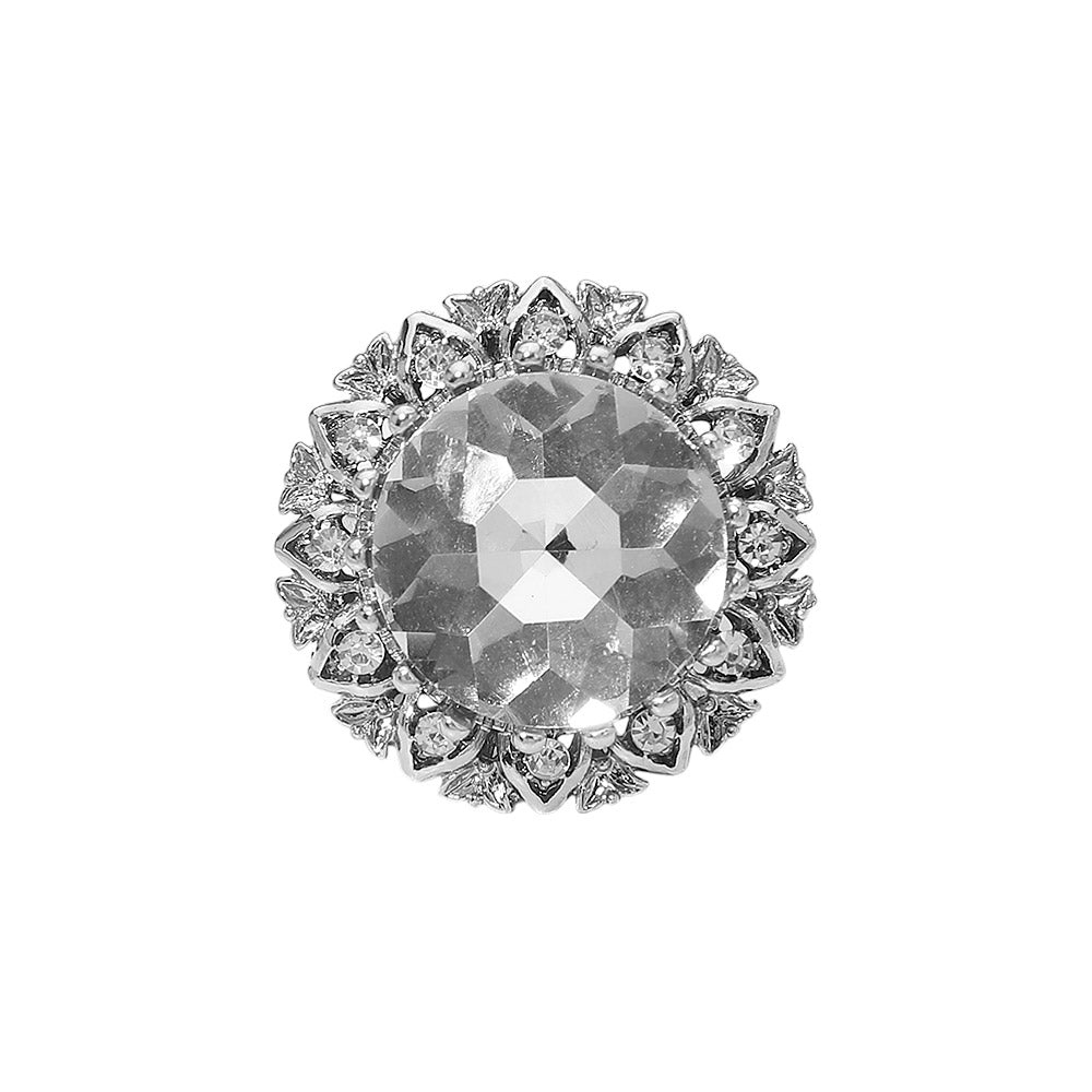 Round Center Stone Accent Stretch Ring