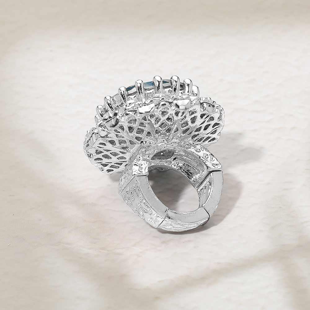 Round Center Stone Accent Stretch Ring