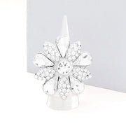 Crystal Pave Teardrop Floral Stretch Ring