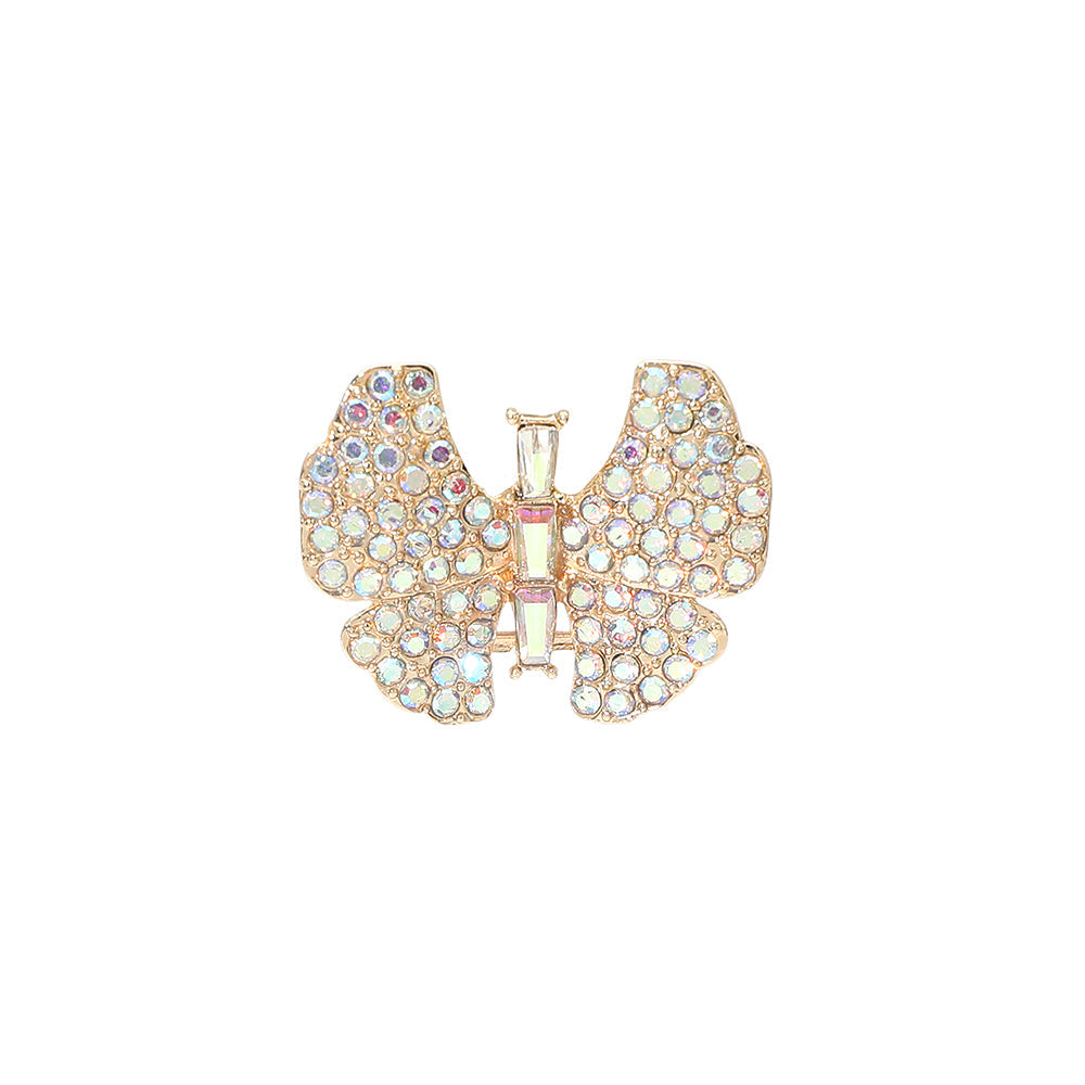 Rhinestone Pave Butterfly Accent Stretch Ring