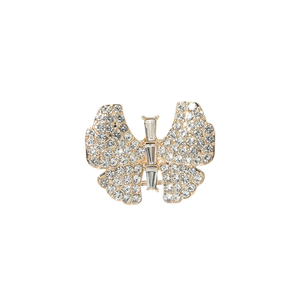 Rhinestone Pave Butterfly Accent Stretch Ring