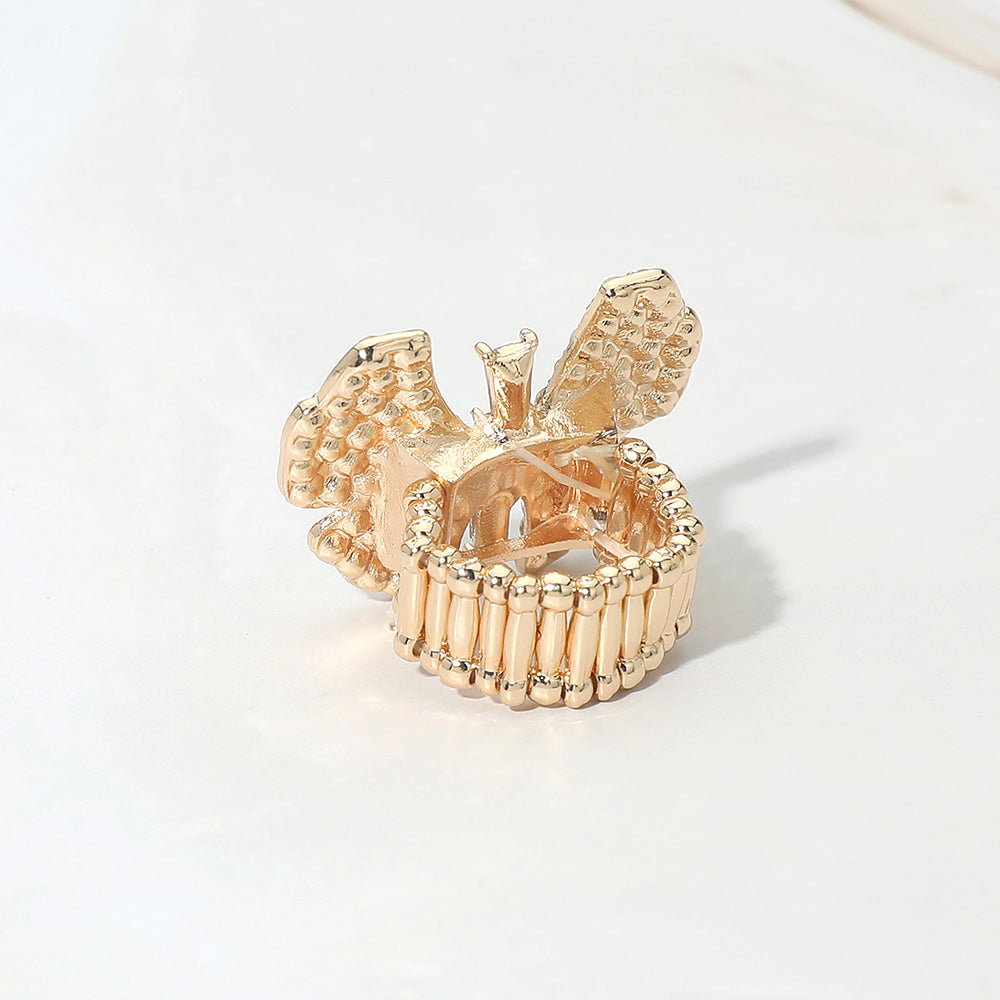 Rhinestone Pave Butterfly Accent Stretch Ring