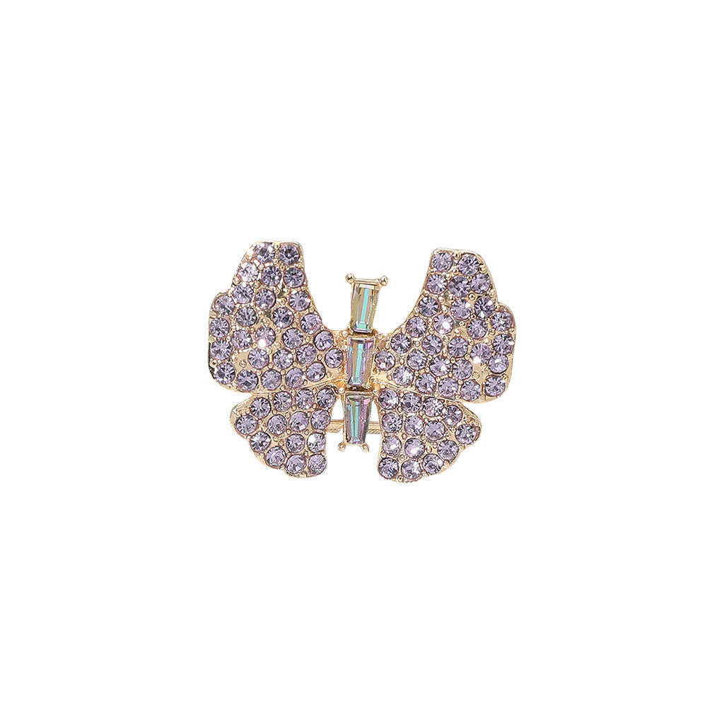 Rhinestone Pave Butterfly Accent Stretch Ring