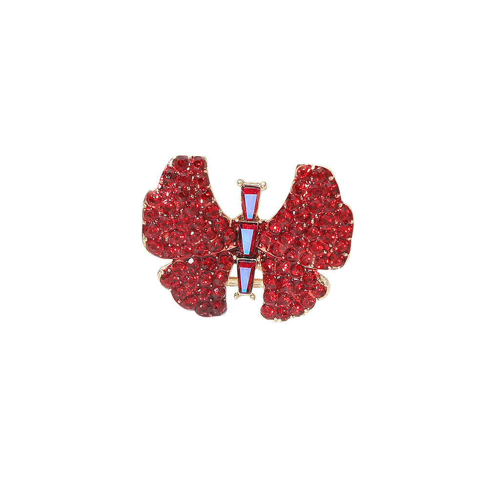 Rhinestone Pave Butterfly Accent Stretch Ring