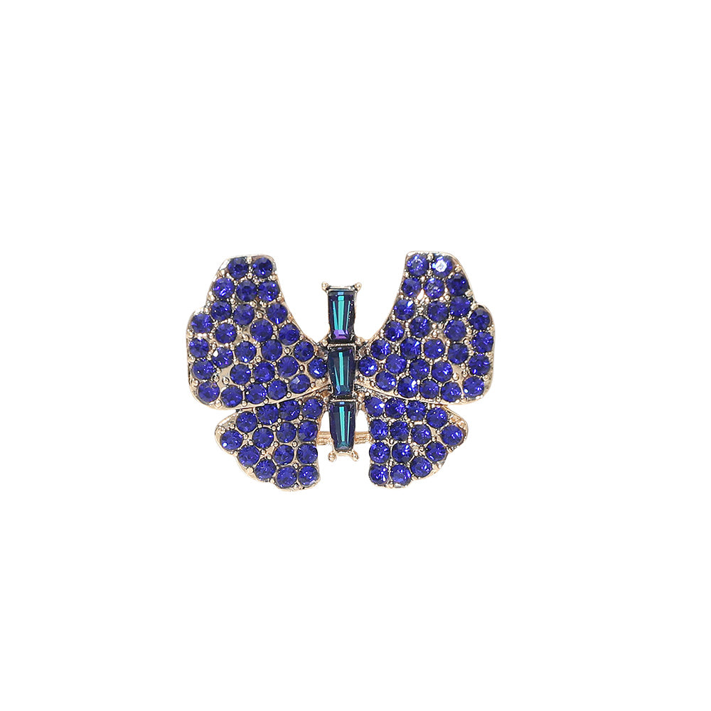 Rhinestone Pave Butterfly Accent Stretch Ring