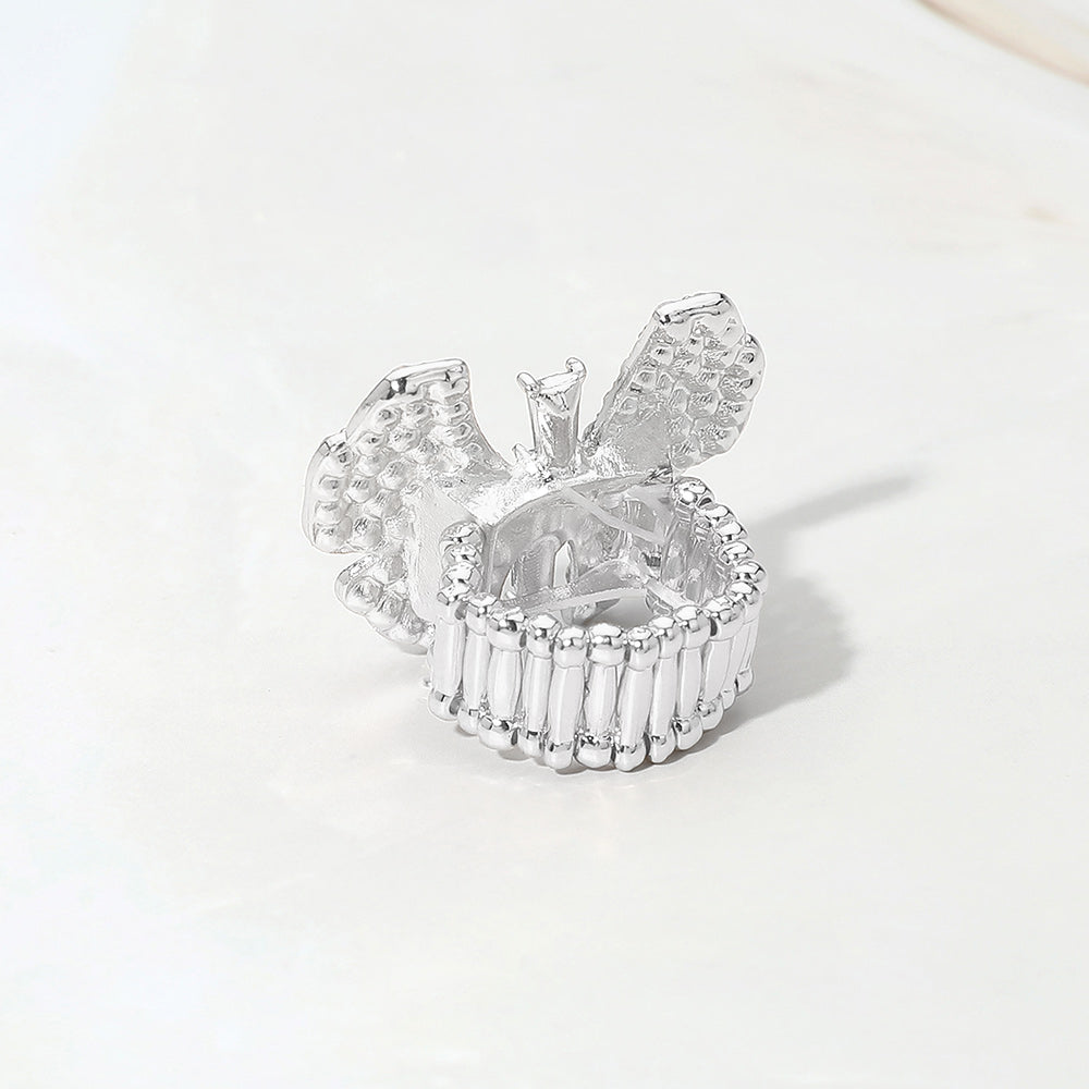 Rhinestone Pave Butterfly Accent Stretch Ring