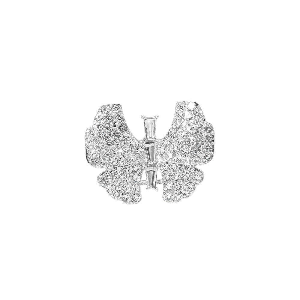 Rhinestone Pave Butterfly Accent Stretch Ring