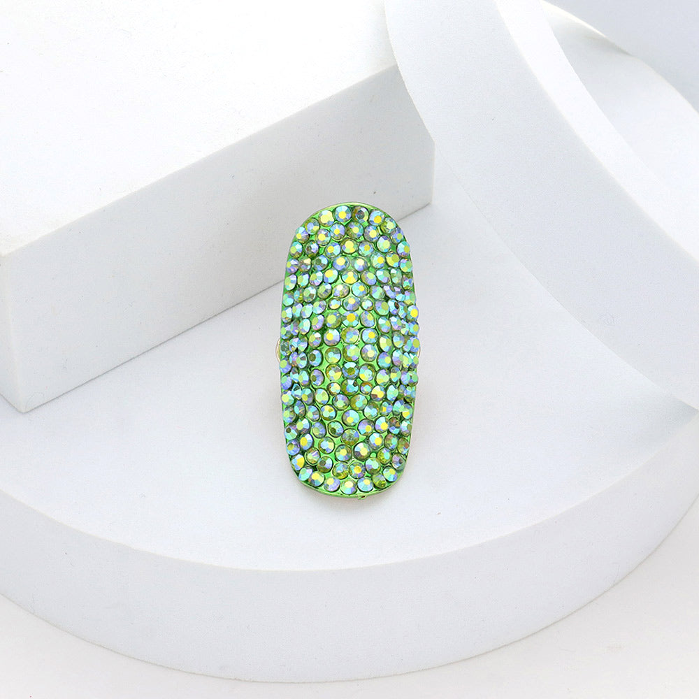Crystal Rhinestone Pave Stretch Cocktail Ring