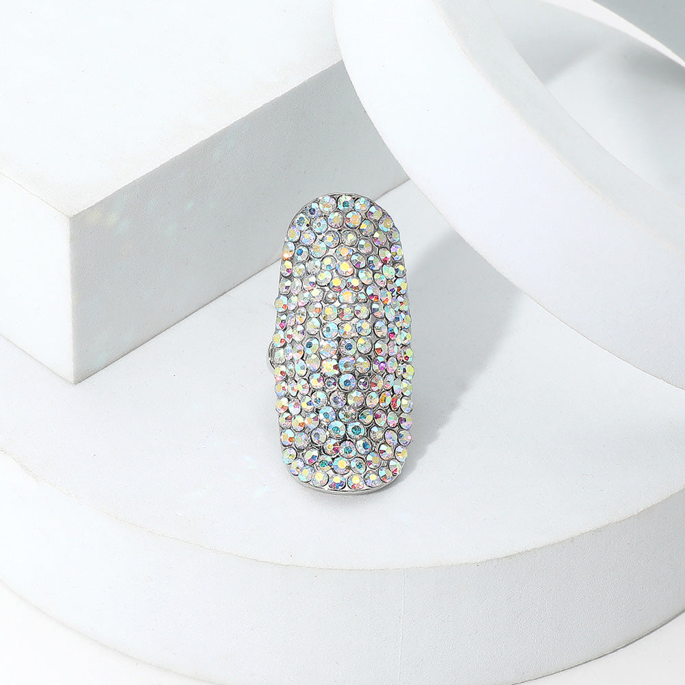 Crystal Rhinestone Pave Stretch Cocktail Ring