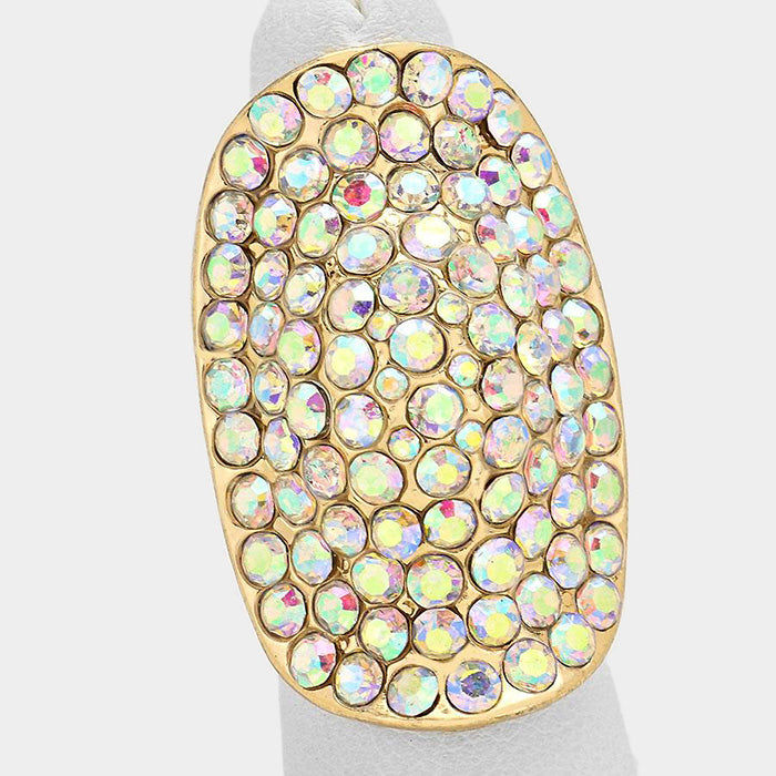 Crystal Rhinestone Pave Stretch Cocktail Ring