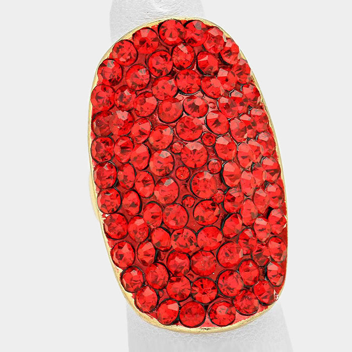 Crystal Rhinestone Pave Stretch Cocktail Ring